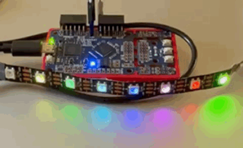 Animated colors with FPGA and WS2812b strip.